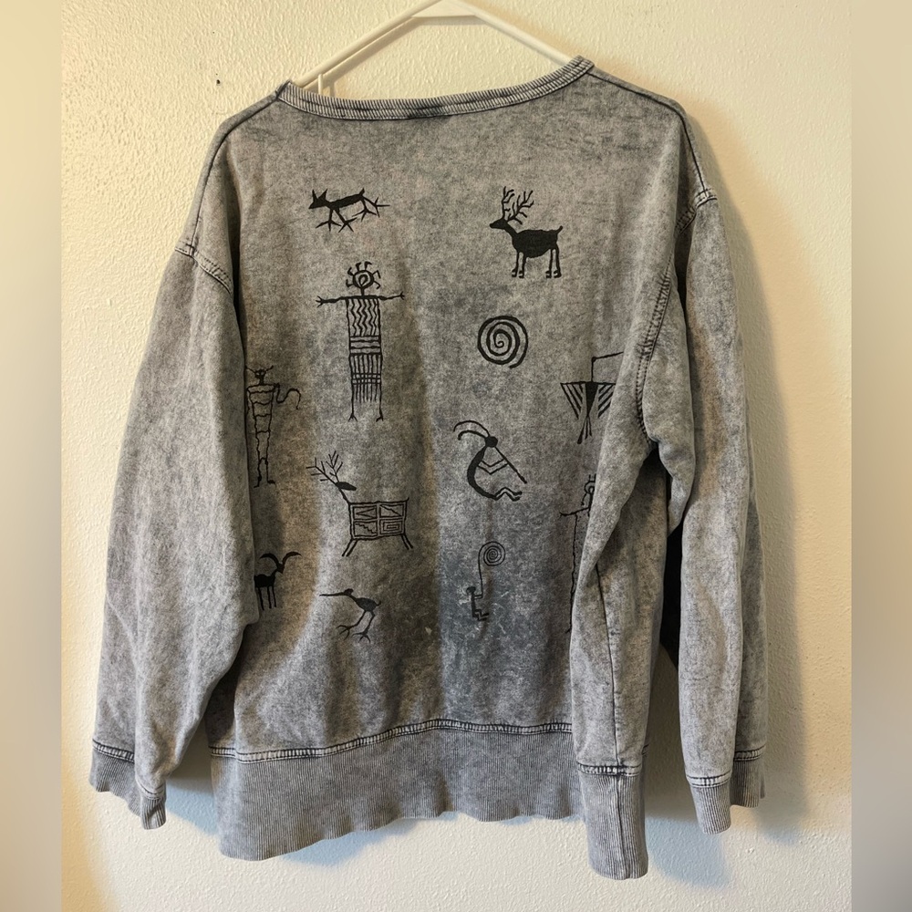 Women’s Large comfy BFOFO hieroglyphic 90’s oversized vintage sweatshirt - Picture 3 of 5